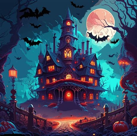 Premium Vector | Halloween haunted house halloween haunted house ...