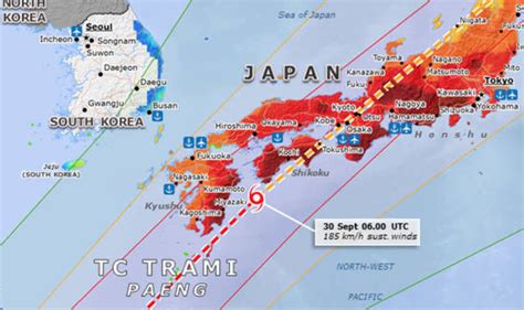 TYPHOON Trami Japan MAP: Has Trami made landfall and how far is it from ...