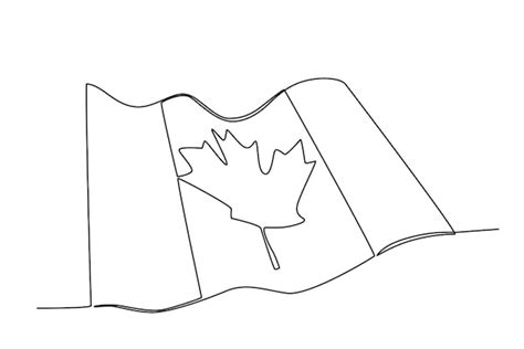 Premium Vector | A flag with a canadian symbol canada day oneline drawing