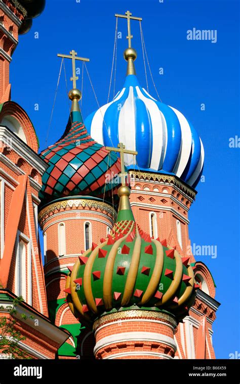 Onion domes of the Saint Basil's Cathedral at the Red Square in Moscow ...