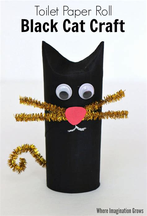 Toilet Paper Roll Black Cat Craft for Halloween - Where Imagination Grows