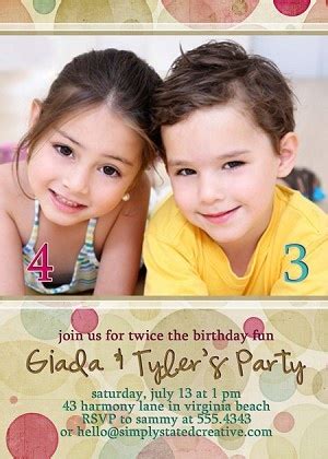 Double Party invite | Sibling birthday parties, Birthday invitations ...