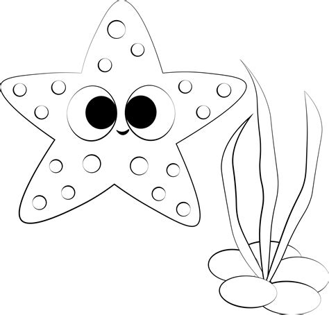 Cute Starfish Clipart Black And White