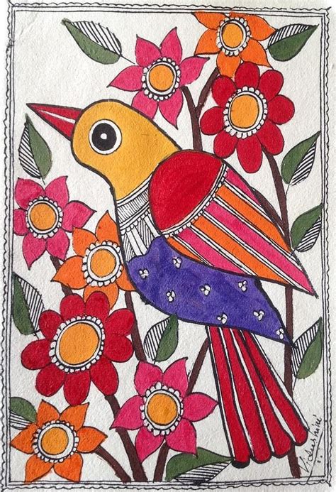 Madhubani Painting - Garden Bird by Vidushini Prasad | Artwork painting ...