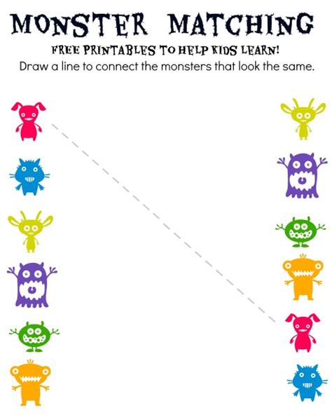 Monster Math Matching FREE Printable Worksheets - Jenny at dapperhouse