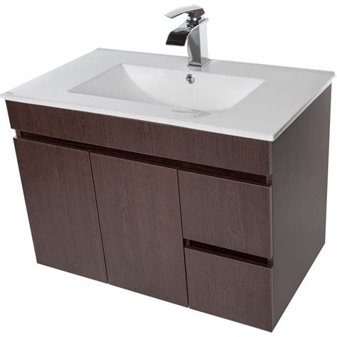 Strato Wall Mounted Bathroom Vanity Cabinet Set Bath Furniture With Single Sink (Wenge, 32 in ...