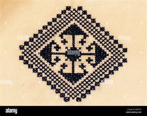 Embroidery traditional of Republic of Serbian folklore Stock Photo - Alamy