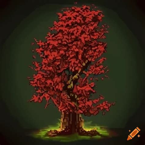 Detailed red shrubbery in fantasy pixel art style on Craiyon