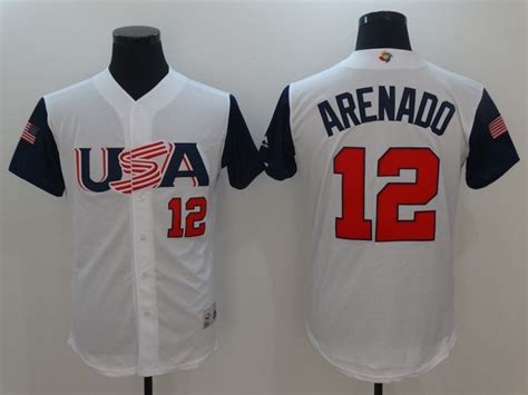 2017 USA Baseball Jerseys World Baseball Classic Jersey 12 Arenado White M-XXXL