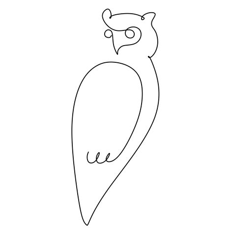 Perching Owl Bird Continuous one line drawing. simple hand drawn style ...