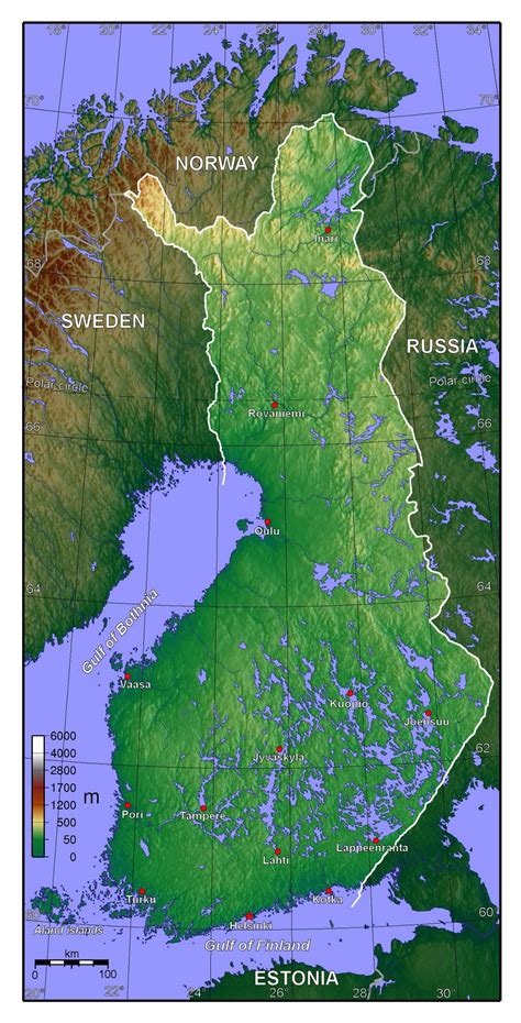 Large detailed physical map of Finland | Finland | Europe | Mapsland ...