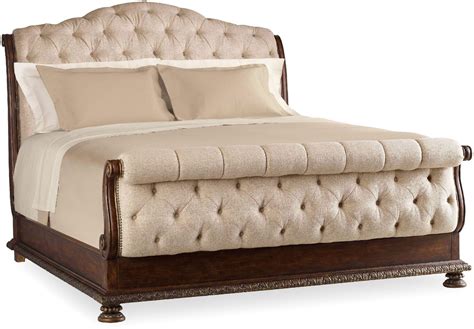 Adagio Dark Wood Tufted Cal. King Upholstered Sleigh Bed from Hooker | Coleman Furniture