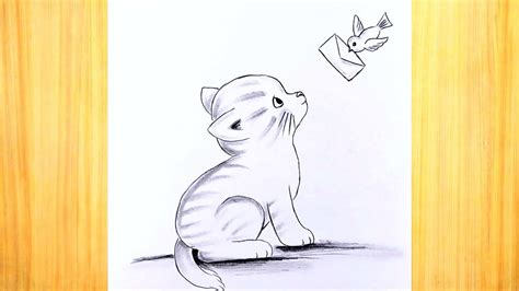 Cómo dibujar un gatito 🐈 / Dibujos a lápiz para principiantes / Dibujar lindos animales paso a ...