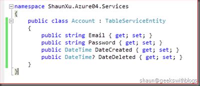 Azure - Part 4 - Table Storage Service in Windows Azure