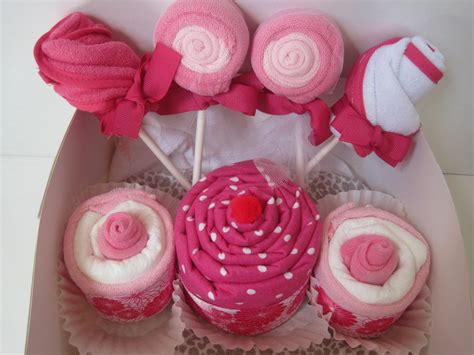 Baby Girl Gift Set-Onesies,Blanket Cupcake, Washcloth Cupcakes and Lollipops, Bib Roses. Baby ...