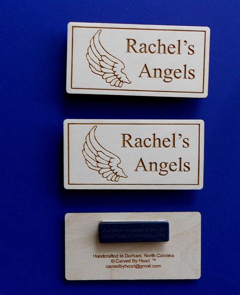 Custom Name Badges Laser-engraved personalized name badges Magnetic ba – Carved By Heart