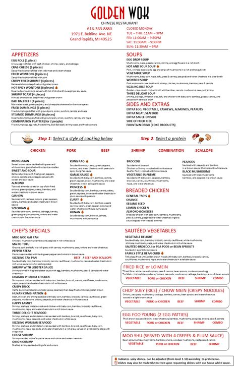 Golden Wok Menu — Golden Wok