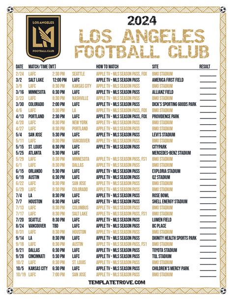 Printable2024 Los Angeles Football Club Soccer Schedule - Worksheets Library