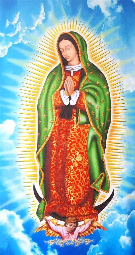 Virgen De Guadalupe Fabric Felt Poster, Our Lady Guadalupe, Virgin of Guadalupe Printed Fabric ...