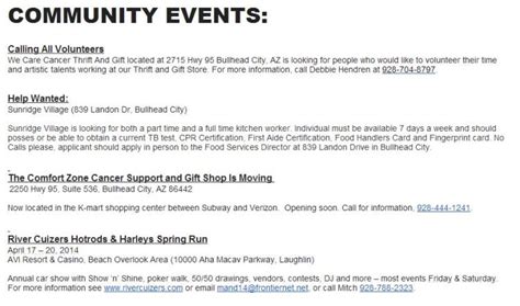 Bullhead City Upcoming Community Events-Per Bullhead City Chamber of Commerce | Living the dream ...