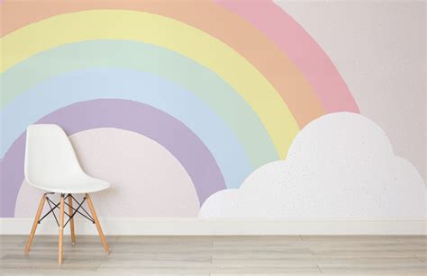 kids-pastel-rainbow-wallpaper-mural Big Girl Bedrooms, Girl Bedroom ...