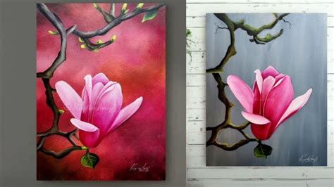 Step by Step acrylic painting on Canvas for beginners Magnolia painting | Art ideas | How to ...