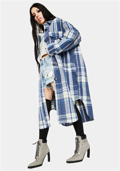 Blue Plaid Long Jacket – Dolls Kill