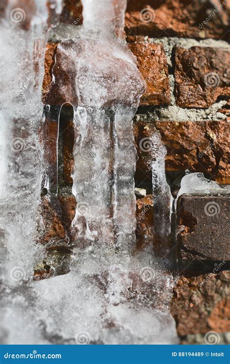 Melting Ice on Old Brick Wall Stock Image - Image of brick, still: 88194489