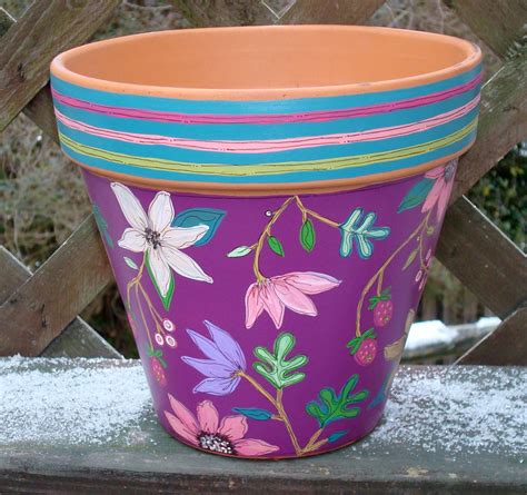 Hand Painted Flower Pot 8 Inch berry Fine Floral Ready to Ship - Etsy ...