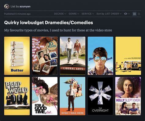 Please recommend me movies like these - Quirky lowbudget Dramedies/Comedies - nothing from ...