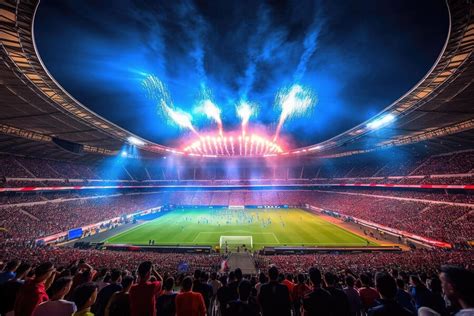 Premium AI Image | view inside soccer stadium with Fans on stadium game and audiences people ...