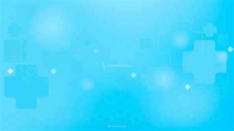 Medical PPT Background with Light Blue Geometric, Positive and Hexagon Symbols - SlidesCorner