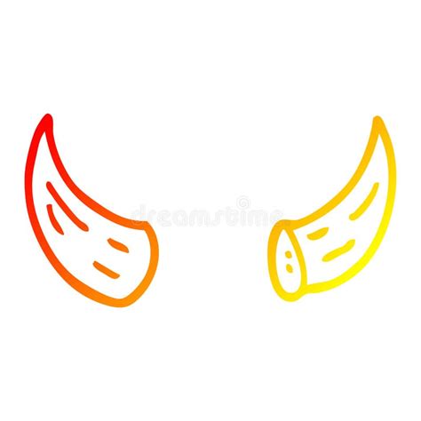 A Creative Warm Gradient Line Drawing Cartoon of Horns Stock Vector ...