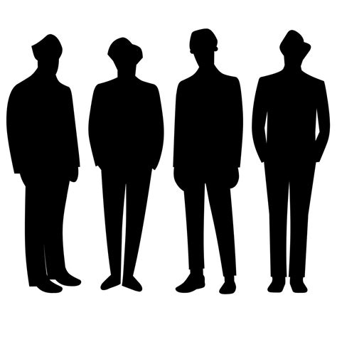 Vector silhouettes of men, group of business people standing and ...