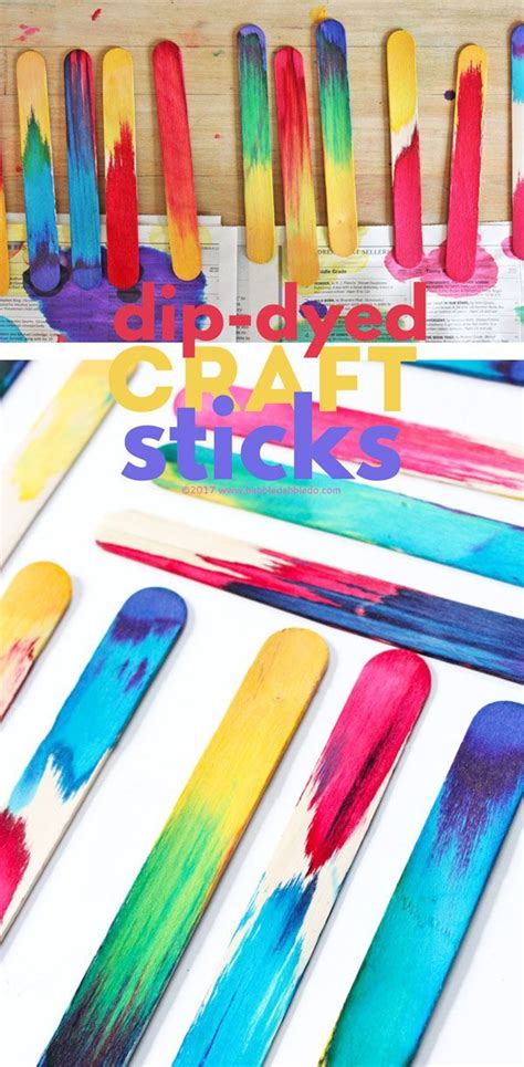 Science Art Idea: Dip Dyed Craft Sticks Project | Craft stick crafts, Craft stick projects, Arts ...