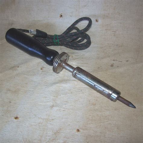 Vintage Craftsman Soldering Iron with Cloth Cord & Wood Handle