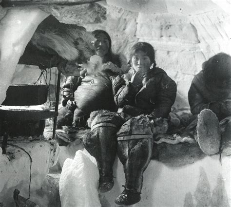 Inside the igloo of an Inuit family on southern King William Island ...