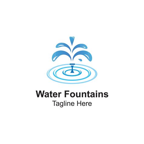 Water Fountains Logo Design Template With Pond-Water jet fountain logo ...