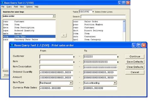 Baan and ERP Ln Database Query Tool - NAZDAQ