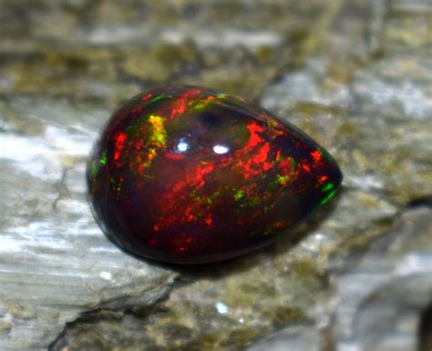 Red Fire Black Ethiopian Opal Gemstone Smooth Opal Size - Etsy