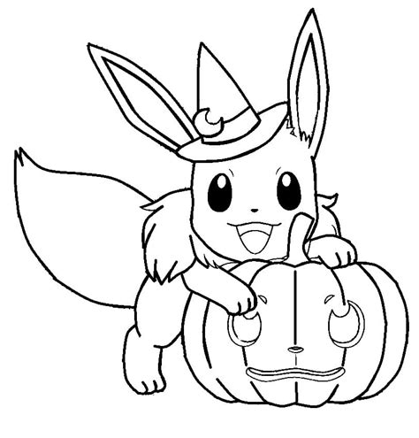 Pikachu and Halloween Pumpkin Coloring Page - Free Printable Coloring Pages for Kids