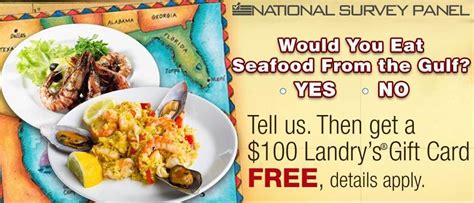 Gulf Seafood Survey - Get $100 Landry's Gift Card Free ?? -- Landry's Gift Card | PRLog