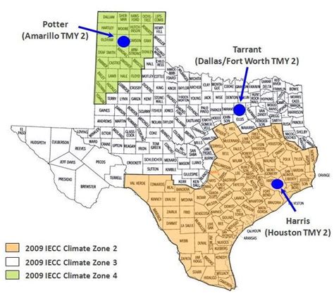 2006 IECC Climate Zone Classification and Three Selected Counties in Texas | Download Scientific ...