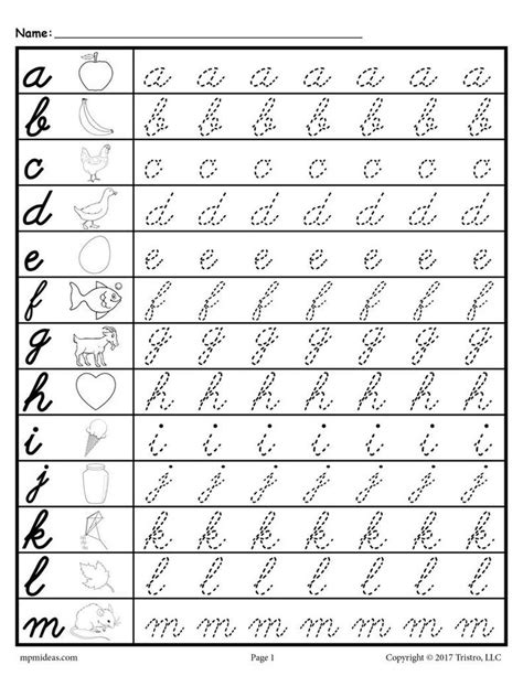 Cursive Lowercase Letter Tracing Worksheets! | Cursive writing worksheets, Cursive handwriting ...