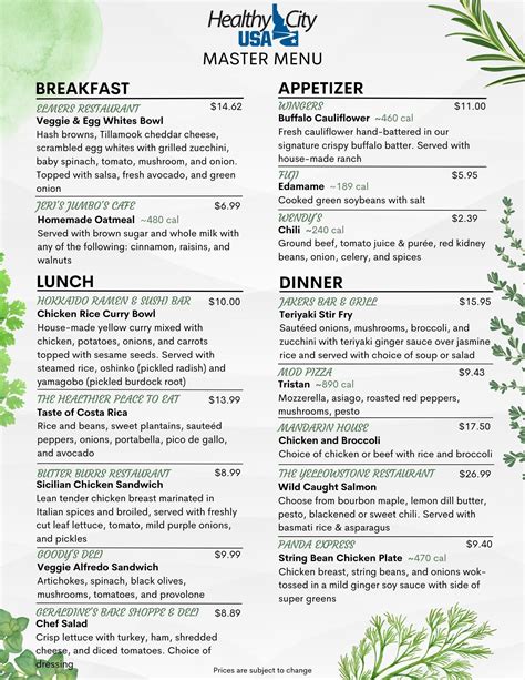 Healthy City, USA Menu | Portneuf Health Trust