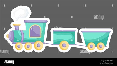 Cartoon green-purple train for design of notebook, cards, invitation ...