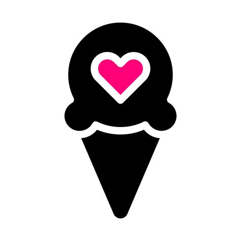 ice cream icon solid black pink style valentine illustration vector ...