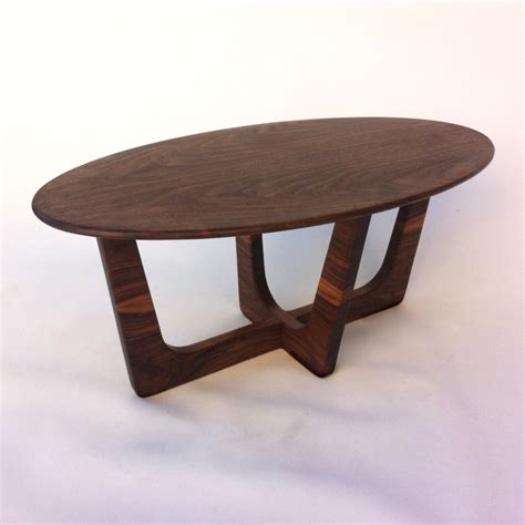 Mid Century Modern Elliptical Solid Walnut Coffee Table