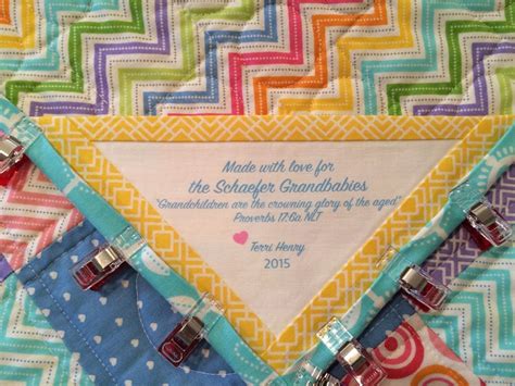 Schaefer Grandmother's Quilt - Quilt label. I love sewing the label into the corner with the ...