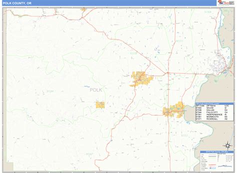 Polk County, Oregon Zip Code Wall Map | Maps.com.com